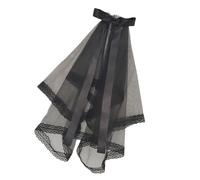GKYQVE Voile de mariée pour enterrement de vie de jeune fille, cadeau de future mariée, mariage, voile en dentelle florale avec nœud noir