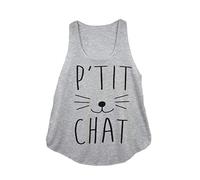 GL BOUTIK. Debardeur Femme Imprime Texte - P'TIT Chat - Animal