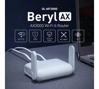 GL.iNet Beryl AX MT3000 Routeur Gigabit de voyage sans fil Wi-Fi 6 de poche, cybersécurité, tethering, RV, contrôle parental GL-MT3000-EU UK US