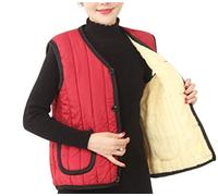 GL SUIT Femmes Gilet matelassé Grand-mère Léger Corps Chaud Gilet Confortable Vieille Dame doublé Polaire Hiver Gilet sans Manches Manteau de Veste pour Travelling à Pied,Rouge,XL