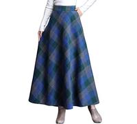 GL SUIT Plaid Woollen Jupes pour Dames Taille Haute A-Ligne évasée Jupe Longue plissée Automne Hiver Chaud Laine Retro épaissie Big Swing Umbrella Jupe,Blue Grid,M
