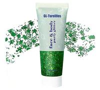 GL-Turelifes Chunky Glitter Gel Glitter Body Gel Festival Glitter Cosmétique Visage Cheveux Ongles Maquillage Sirène Paillettes Liquide Fard À Paupières Longue Durée Étincelant 50 ml (#09 Vert)