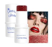 Gl turelifes face body Glitter Stick, Mermaid face Glitter gel, Waterproof fine Glitter pour le visage/corps/cheveux/yeux/lèvres, Holographic sequin paint, Glitter (#07 Rouge)