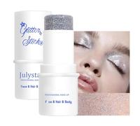 Gl turelifes face body Glitter Stick, Mermaid face Glitter gel, Waterproof fine Glitter pour le visage/corps/cheveux/yeux/lèvres, Holographic sequin paint, Glitter (#06 Argent)