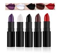 GL-Turelifes Lot de 5 rouges à lèvres Vampire Set Matte Long Lasting Rouge Noir Violet Blanc Velours Rouge à lèvres pour mascarade, cosplay, maquillage Halloween