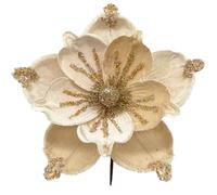 GL-Turelifes Lot de 6 fleurs de magnolia artificielles à paillettes plus grandes de 25,4 cm - Fleurs de magnolia artificielles pliées en velours - Décorations pour sapin de Noël, Nouvel An, festival