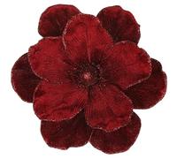 GL-Turelifes Lot de 6 grandes fleurs de magnolia artificielles à paillettes de 25,4 cm - En velours - Pour décoration de sapin de Noël, Nouvel An, fête de mariage (rouge vin)