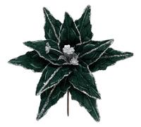 GL-Turelifes Lot de 6 Grandes Fleurs de Poinsettia artificielles en Velours à Paillettes de 30 cm pour décoration de Sapin de Noël, Couronne de Sapin de Noël (Blanc crème, 30 cm) (Vert)