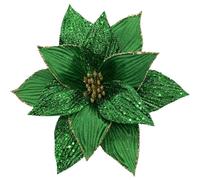 GL-Turelifes Lot de 6 Grandes Fleurs de Poinsettia artificielles en Velours à Paillettes pour Sapin de Noël, Couronne de Noël, décoration de fête, Mariage (Vert)