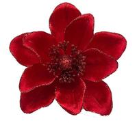 GL-Turelifes Lot de 8 grandes fleurs de Noël à paillettes de 20 cm, en velours Magnolia, fleurs artificielles pliées, décorations de sapin de Noël, décorations pour nouvel an et mariage (Rouge)