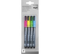 Gl179 Lot De 4 Marqueurs À Craie Liquide 20,Effaçables. Pointes Ogives Ø 1 À 2 Mm,Bleu/Vert/Jaune/Rose