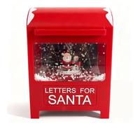 Glac Store Boîte aux lettres de Noël lumineuse avec musique et neige, 15 x 11,8 x 23 cm, rouge, alimentation USB ou piles (Père Noël+marionnette)