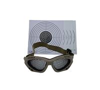 Glac Store Lunettes Tactiques Masque en maille en acier Airsoft pour protection des yeux avec sangle souple réglable TAN et n ° Cibles en carton