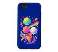 Glace colorée Motif Arc-en-Ciel été Dessert Cadeau Joie Coque pour iPhone SE (2020) / 7/8