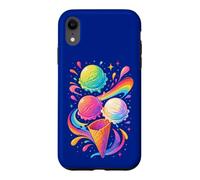 Glace colorée Motif Arc-en-Ciel été Dessert Cadeau Joie Coque pour iPhone XR
