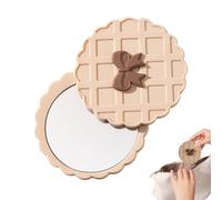 Glace de Poche Compacte, Miroir de Maquillage de Voyage à Motif Gaufré, Accessoire Cosmétique Rond pour Coiffure Selfie Activités Extérieures Shopping Déplacements