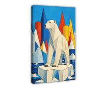 Glace géométrique de l’ours polaire Tableau sur Toile, Coin Lecture