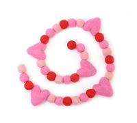 Glaciart Guirlande à Pompons en Feutre de Laine - 9 Pieds, 30 Boules, 9 cœurs, 4 Couleurs, décoration de Pom Pom Pom Pom décorations, fanions, décorations de fête d'anniversaire, Carnaval