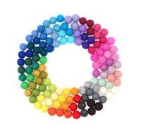 Glaciart Lot de 120 Pompons en Feutre Fait ? la Main 40 Couleurs (Rouges, Rose, Bleu, Orange, Jaune, Gris, Noir, Blanc, Pastel et Plus) 1,5 cm, Petite bouffée en Vrac pour feutrage et guirlandes