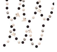 Glaciart One Boules en feutre + guirlande de fantômes - Facile à accrocher pour fête d’Halloween - 100 % laine de NouvelleZélande, feutrée à la main au Népal - Longueur de 5 cm, 35 pompons blancs et