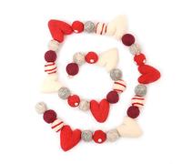Glaciart One Guirlande de boules de Saint-Valentin en feutre avec boules de tourbillon - Fait à la main au Népal en laine de Nouvelle-Zélande - Réutilisable, durable - 8 cœurs, 27 boules