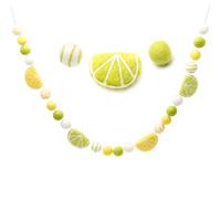 GLACIART ONE Guirlande de boules en feutre de citron d'été | Guirlande décorative à pompons en feutre de laine à suspendre pour la maison, le bureau, la cheminée toute l'année | Diffuseur