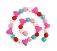 Glaciart One Guirlande de boules en feutre de Saint-Valentin avec cœurs rouges - Fabriquée à la main au Népal en utilisant de la laine de Nouvelle-Zélande - Réutilisable, durable, élégante et polyvalente - Facile à accrocher et à entretenir - 2,4 m, 7 cœurs, 24 boules
