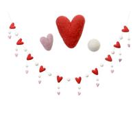 Glaciart One Guirlande de cœurs en feutre - Guirlande de pompons - 1,8 m, 20 cœurs, décoration de chambre d'enfant, fanions, décorations de fête d'anniversaire, carnaval, accessoire photo