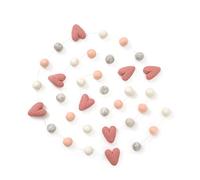 Glaciart One Guirlande de pompons - Guirlande de boules en feutre de laine - 2,4 m, 27 boules, 8 cœurs, couleurs pastel, décorations de pompons, décoration de chambre d'enfant, fanions, décorations de