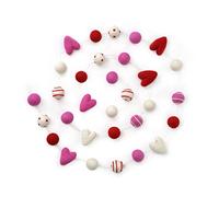 Glaciart One Guirlande de pompons - Guirlande de boules en feutre de laine - 24 boules, 7 cœurs, couleurs de Saint-Valentin, décorations de pompons, décoration de chambre d'enfant, fanions,