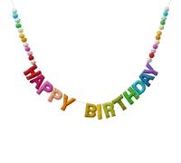 Glaciart One Guirlande Happy Birthday - Lettres et boules en laine naturelle faites à la main - Décorations de fête d'anniversaire et fournitures de fête - Art prêt à accrocher - 2,7 m, couleur