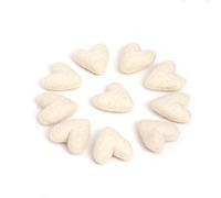 Glaciart One Lot de 10 cœurs feutrés blancs - 3,8 cm - Feutrage à l'aiguille - Feutrage à l'aiguille et huiles essentielles - Fait à la main au Népal en utilisant de la laine 100 % naturelle de