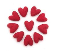 Glaciart One Lot de 10 cœurs feutrés rouges de 3,8 cm - Feutrage à l'aiguille - Feutrage à l'aiguille et huiles essentielles - Fait à la main au Népal en utilisant de la laine de Nouvelle-Zélande 100