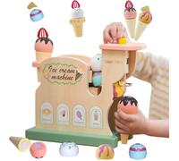 Glacier en Bois Jouet,Machine à Crème Glacée,Marchand de Glace,Dinette Enfant en Bois,Accessoire Cuisine Enfant,Jeu