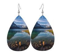 Glacier National Park Boucles d'oreilles en cuir en forme de larme pour femme - Boucles d'oreilles pendantes double face légères pour femme - Accessoires d'oreille tendance - Cadeau d'anniversaire