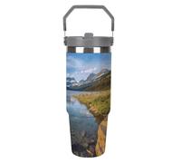 Glacier National Park - Gobelet de 887 ml avec paille, tasse de voyage isotherme en acier inoxydable avec poignée, tasse à café sous vide à double paroi, couvercle anti-fuite, garde les boissons