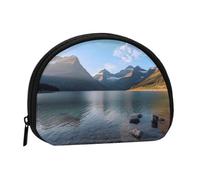 (Glacier National Park) Mini pochette de rangement compacte sac de maquillage portable petit porte-monnaie avec fermeture éclair pour femme, noir, taille unique, élégant, Noir , Taille unique, Élégant