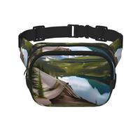 Glacier National Park Print Square Waist Purse Double Layer Fanny BagTrendy Travel Waist Bag for Men and Women Black One Size, Noir, One Size