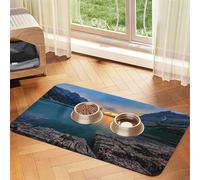 Glacier National Park Print Tapis d'alimentation pour chiens et chats Absorbant Imperméable Tapis de nourriture pour chien Antidérapant Tapis de table Séchage rapide Tapis de protection du sol Nappe