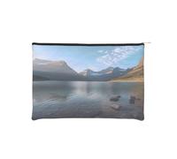 Glacier National Park Trousse à maquillage réutilisable en papier imperméable et légère pour voyage, école et usage quotidien Motif imprimé intégral pour femmes, étudiants, écologistes, Noir , Taille