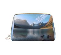 Glacier National Park Trousse de maquillage portable en cuir étanche pour pinceaux de maquillage 17 x 10,9 cm, blanc, Taille unique