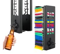 Glacière 2 en 1 avec décapsuleur, manchons de rangement pour canettes de bière, distributeur de rangement pour la maison, la famille, le bar, cadeau cool en métal pour homme et femme (couleur : noir)
