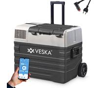 Glacière à compresseur électrique, bahut de réfrigération avec commande APP, connexion USB, barre télescopique, roues, 12/24V, 230V - 62 litres - anthracite