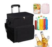 Glacière à glace avec roulettes Chariot glacière roulant | Chariot de voyage étanche avec poignée 35 L Sac isotherme pour terrasse, plage, shopping, camping en plein air