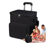 Glacière à glace avec roulettes Chariot glacière roulant | Chariot de voyage étanche avec poignée 35 L Sac isotherme pour terrasse, plage, shopping, camping en plein air