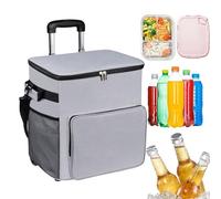 Glacière à roulettes à parois souples | Chariot de transport avec poignée - 35 litres - Densité isolée - Sac de voyage pour extérieur, camping
