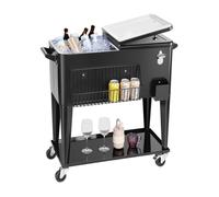Glacière à Roulettes Isotherme Contenance de 75,71 L 50 Bouteilles/110 Canettes-VEVOR-Chariot Bar Extérieur-Boissons Fraîches-Noir