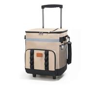 Glacière à roulettes, Isotherme en Tissu Oxford Souple et zippé de 35 L, capacité, avec roulettes et poignée, Portable Protection de Fraîcheur pour Plage Pique-Nique Voyage
