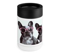 Glacière de canette isotherme pour canettes de 340,2 g - Motif bouledogue français rose - Bière, eau de Seltzer et soda, portable, durable