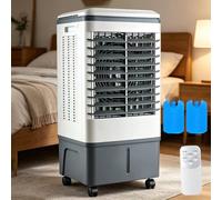 Glacière de marais 4 en 1, refroidisseur d'air par évaporation de 2 100 CFM, avec télécommande, réservoir de 36 litres, 3 vitesses, 2 blocs de glace, minuterie de 7,5 h, oscillation, ventilateur de